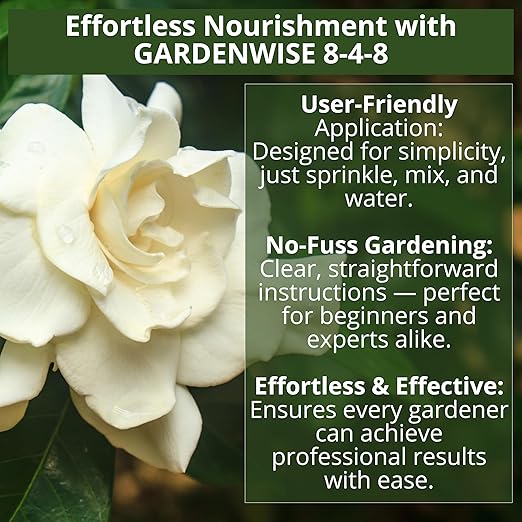 GARDENWISE 8-4-8 Acidic Fertilizer for Azaleas, Camellias (Camelia), Hydrangeas, Blueberries, Gardenias, Magnolia Trees, Evergreens, and Rhododendrons - Ideal Iron-Rich Plant Food (4 QUARTS)