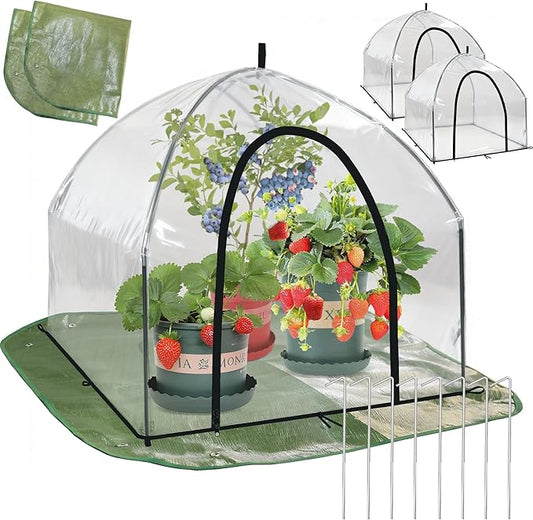 Portable Plant Cover Tent with Waterproof Base for Garden Indoor/Outdoor Tabletop Mini Greenhouse for Seed Starting Humidity Small Plants, Plant Protection from Animal for Raised Bed(XL-PVC - 2PCS)