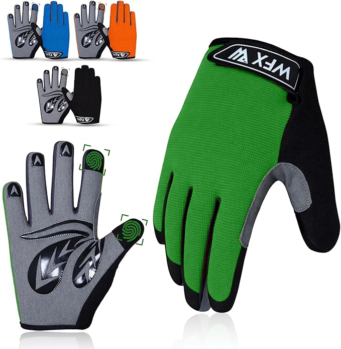 WFX Cycling Gloves Toddler Mountain Bike Handlebar Grips Gel Padding Full Finger Baseball Glove Workout Football Gloves Youth Boys 6-12 Kids Gardening Gloves MTB Gloves
