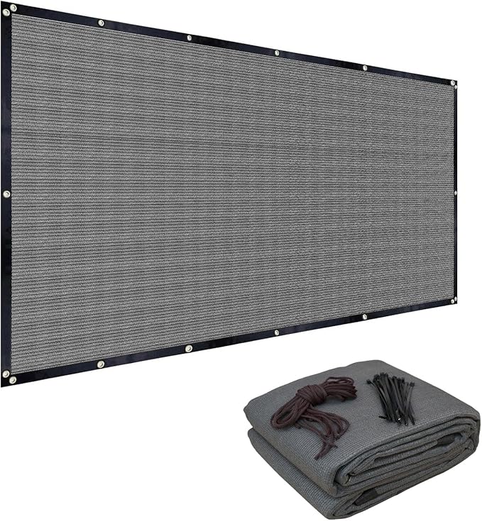 FAIR WIND 90% Sun Shade Cloth with Improved Grommets 5' x 10' Outdoor Sun Screen Fabric Cover for Patio Garden Pergola Canopy - Grey