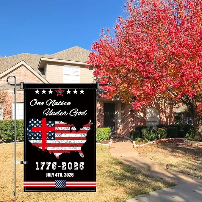 12X18INCH 250th Anniversary USA 1776-2026,Eagle Cross Design One Nation Under God Garden Flag Patriotic Signs Hanging Decor Outdoor Yard Decor (G)
