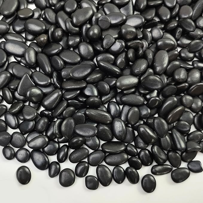 FANTIAN 5 lbs Pebbles for Indoor Plants. 3/8 inch Small Black Stones, Decorative Black River Rocks for Plant Outdoor, Vase, Landscaping and Garden