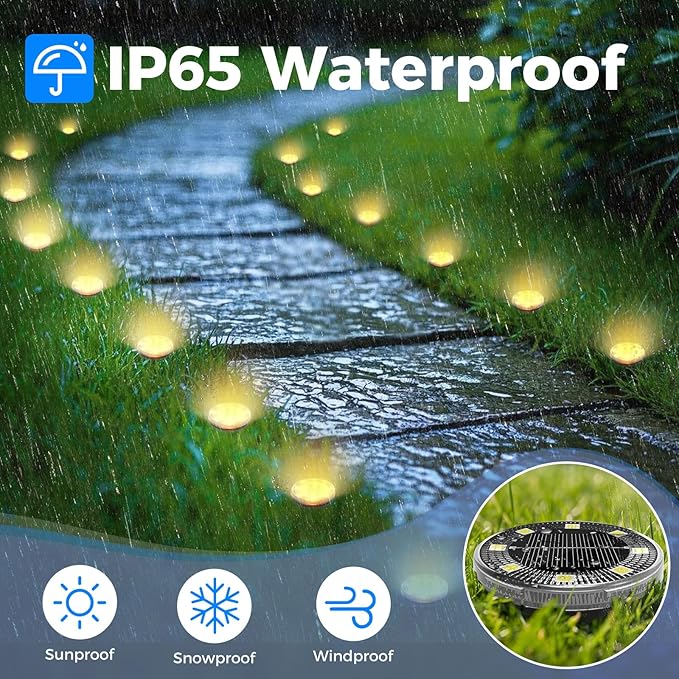 Peasur Mini Solar Ground Lights, 2 Pack Flat Solar Disc Lights Outdoor Waterproof, 2.3 Inch Small Solar Garden Lights Landscape Lighting for Outside Pathway Garden Yard Lawn Walkway,Warm White