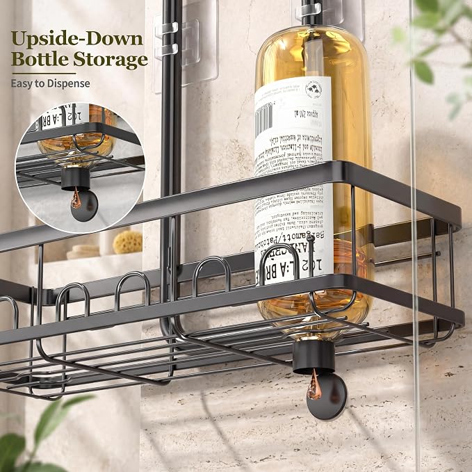 Skyapex Shower Caddy Hanging Over Shower Head, Adjustable, Black