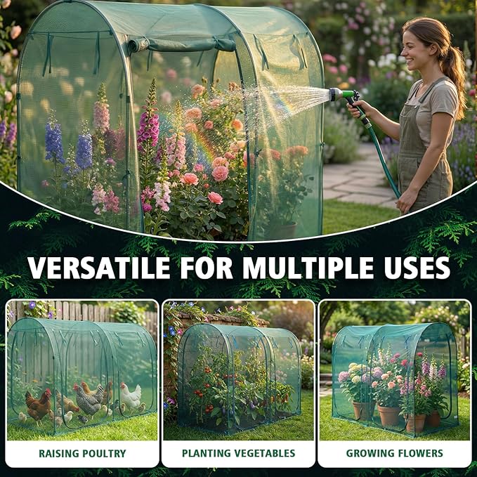 99x49x72inch Crop Cage for Garden, Large Tunnel Plant Netting Cover,4 Roll-Up Zipper Door Garden Cage,Bug Netting Cover for Vegetables &Fruits,Durable Raised Garden Ded Covers Garden Netting