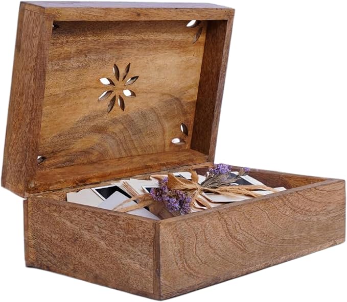 Mela Artisans Serena Mango Wood Storage Box - Medium Burnt, 9x6 in