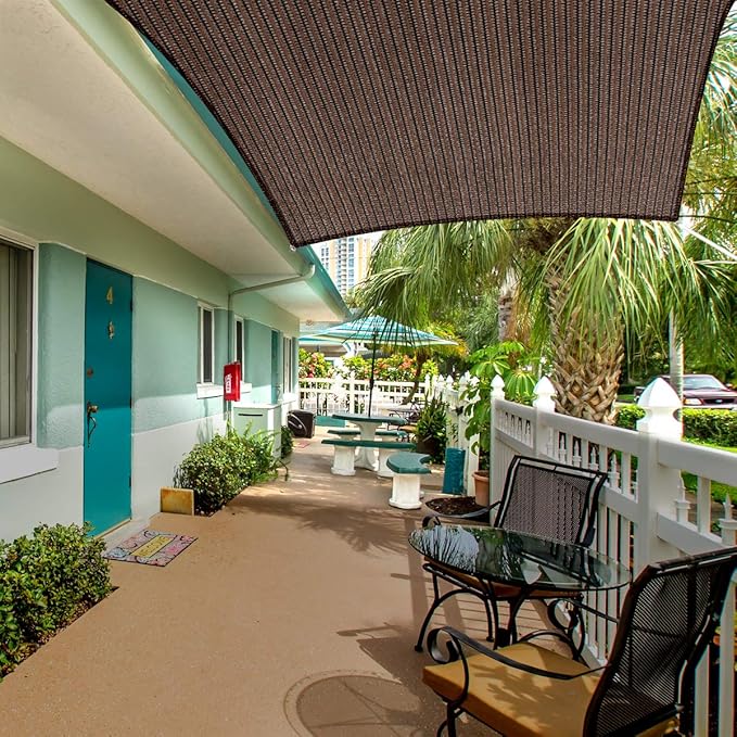 Eden's Decor Straight Flat-Edged Sun Shade Sail Rectangular 11' x 19' Brown UV-Blocking Outdoor Canopy Fabric Cloth Awning for Pergola Patio Garden Backyard Custom Size