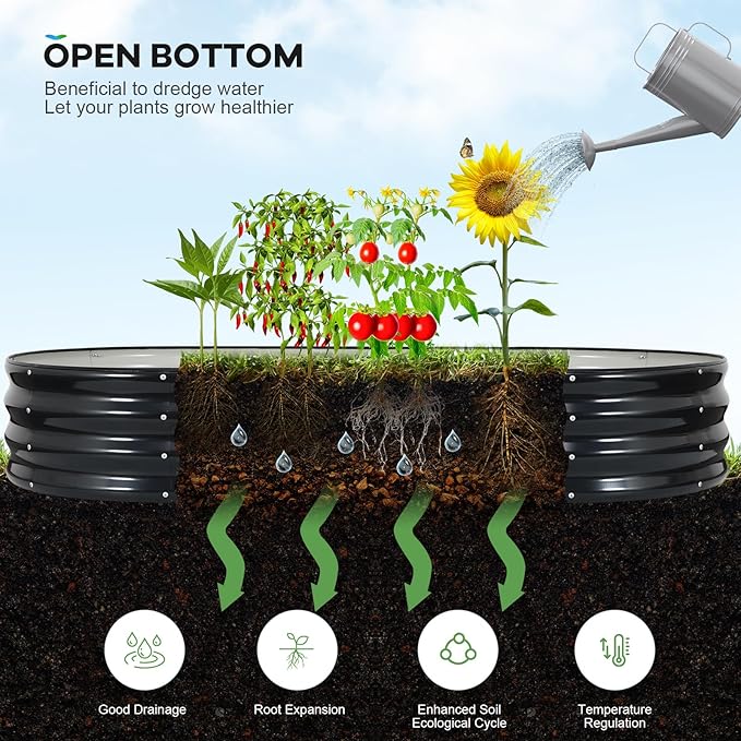 Galvanized Raised Garden Beds Outdoor, 6x3x1ft Oval Metal Raised Beds for Gardening, Rust-Resistant Garden Planter Box for Planting Vegetables, Flowers, Fruits in Backyard, Patio, Lawn(Grey)