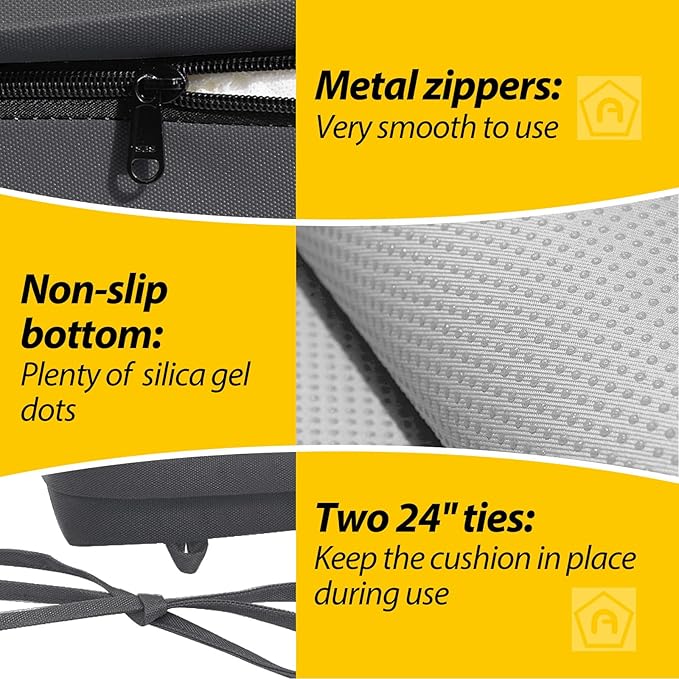AAAAAcessories Outdoor Seat Cushions for Chairs, Waterproof, Fade-Resistant, 21" x 21" x 3", Patio Furniture Replacement Cushions, Set of 2, Dark Gray