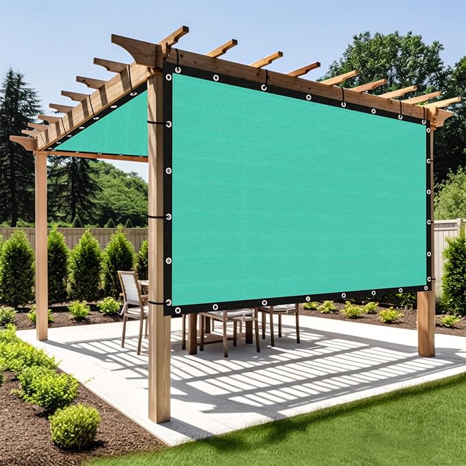 Shade&Beyond Customized Size 90% Sun Shade Cloth with Grommets, 5' X 5' Pergola Shade Cover Canopy, Mesh Tarp Sun Screens for Patio, Outdoor, Garden, Backyard GN01, Turquoise
