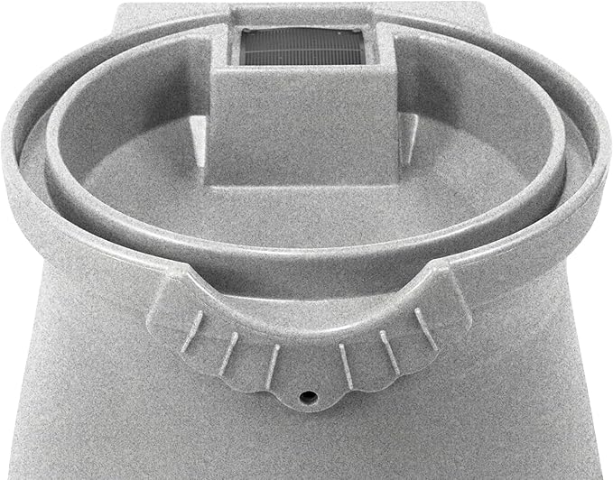 Good Ideas Rain Wizard 50 Gallon Rain Saver Barrel Water Storage Urn with Planter Space and 2 Brass Spigots, Light Granite (4 Pack)