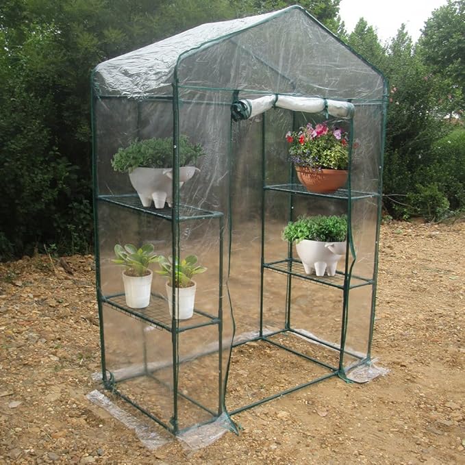 2-Tier Mini Greenhouse, Mini Garden Greenhouses, Walk-in Greenhouse Replacement PVC Cover Kit 143 Long x 73Wide x 195High for Indoor Outdoor. (Frame Not Included)