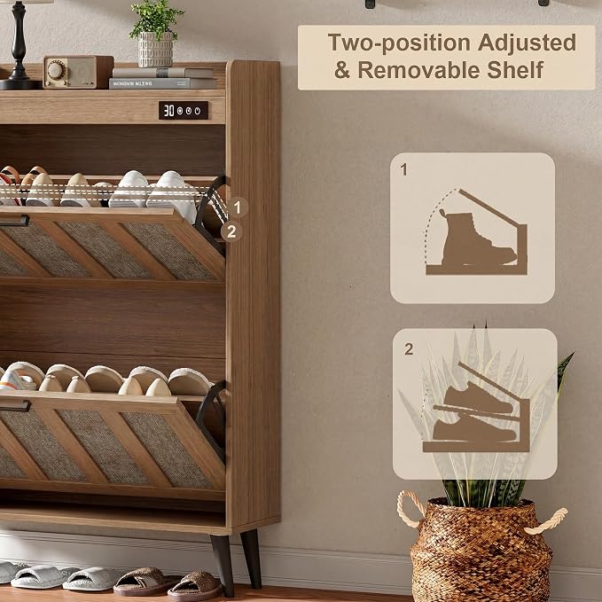 ChooChoo Shoe Storage Cabinet with 4 Flip Drawers and Deodorizer
