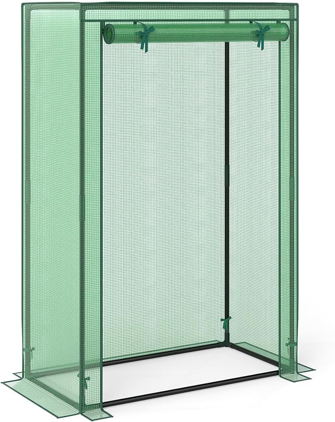 LDAILY Mini Greenhouse, 39" x 20" x 59" Portable Gardening Green House with PE Cover, Heavy Duty Metal Frame & Roll-Up Zipper Door, Small Greenhouses for Outdoors, Indoor, Garden & Backyard