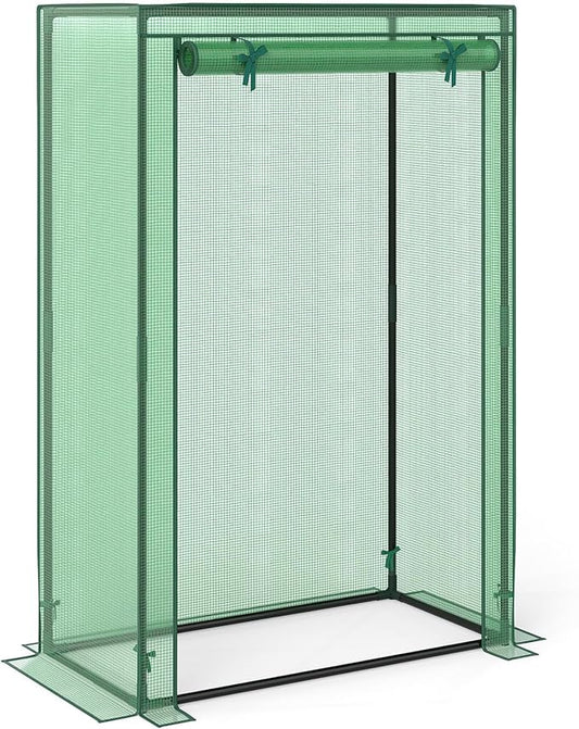 LDAILY Mini Greenhouse, 39" x 20" x 59" Portable Gardening Green House with PE Cover, Heavy Duty Metal Frame & Roll-Up Zipper Door, Small Greenhouses for Outdoors, Indoor, Garden & Backyard
