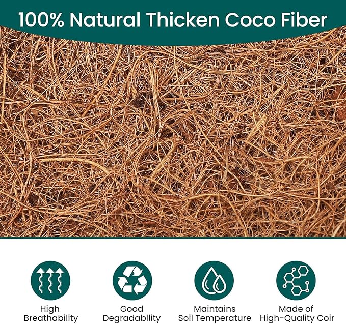 6 Pcs 8inch Coconut Fiber for Plants Round Hanging Basket Liner Wall Planter Insert Replacement Coco Coir Liner for Window Box, 100% Natural Coconut Fiber Fence Flower Baskets Pot (6, 8 inch)