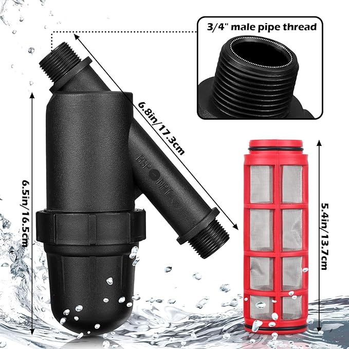 Glooglitter 4 Pcs Drip Irrigation Inline Y Filter with Mesh Screen, 3/4" x 3/4" Male Thread Connections Hydroponics Y Filter for Garden Greenhouse Agricultural Drip Sprinkler Irrigation