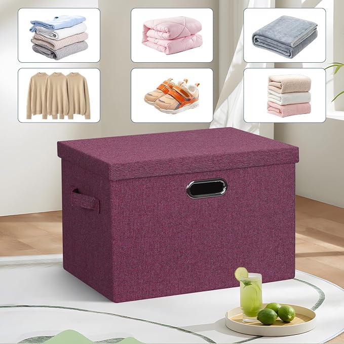Storage Bins with Lids Fabric Closet Organizers Cubes Office Organization