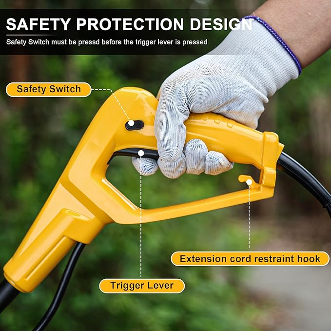 IncwBo Electric Tiller/Cultivator 4 Steel Tines, 8'' Tilling Depth Garden Roto Tillers for Gardening, 13.5 Amp 12 Inch Corded Rototiller with Adjustable Wheels, Yellow