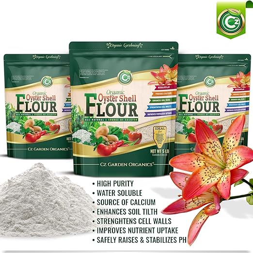 Oyster Shell Flour 5LB – Made in USA - OMRI Listed - Soil Amendment Fertilizer for Plants & Flower Gardens. High Calcium Supplement for Chickens, Reptiles, Worm Compost Bins, Mushroom Cultivation.