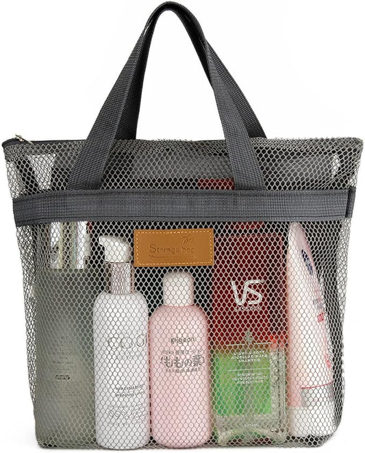TOPASION Mesh Shower Caddy Bag Portable Hanging Toiletry and Bath Organizer with Zipper for Travel, Gym, Camping, College Dorms, Beach