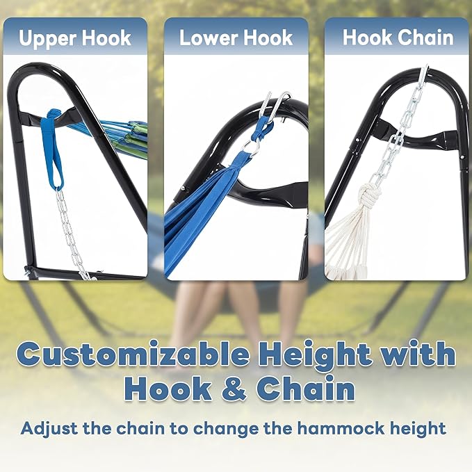 Sweetcrispy Universal Double Hammock Stand Only, Heavy Duty Hammock Stands for 2 Person, Steel Stand for Indoor and Outside Garden Backyard Patio Pool Beach