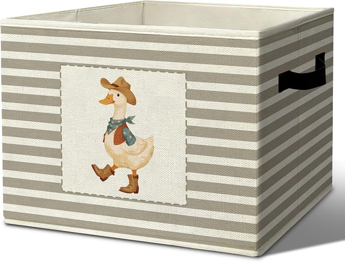 Rustic Western Cowboy Duck Storage Bins Boxes Handles