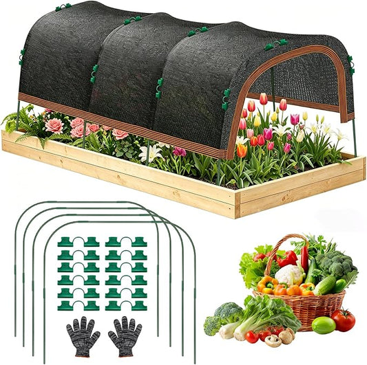 Upgraded 79"x40" Garden Shade Canopy Kit, 70% Garden Shade Cloth for Plants Heat Protection with 4 Sets Garden Hoops for Raised Beds, Plant Sun Shade Cover for Outdoor Plants Vegetables