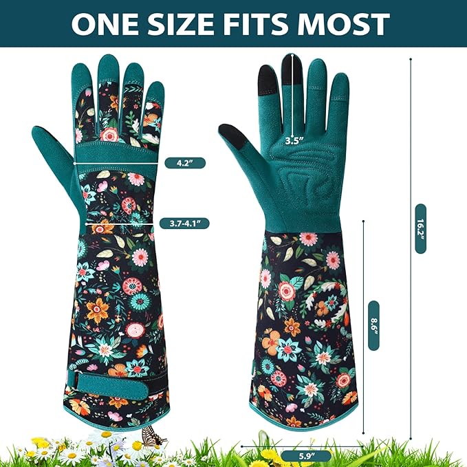 Trifabricy Gardening Gloves for Women, Leather Long Garden Gloves with Grip, Thorn-Proof Puncture-Resistant Work Gloves
