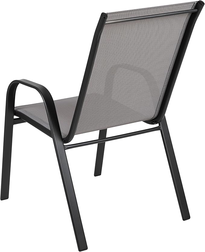 Flash Furniture 5 Pack Brazos Series Gray Outdoor Stack Chair with Flex Comfort Material and Metal Frame