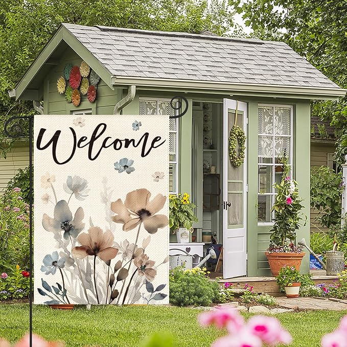 AVOIN colorlife Watercolor Flowers Garden Flag 12x18 Inch Double Sided Outside, Spring Summer Fall Seasonal Floral Welcome Yard Outdoor Flag