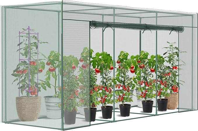 Crop Cages for Garden Plant, 11.8x4x6 Ft Plant Protection Tent with Zippered Door, Raised Bed Cover, Garden Bed Cover with Frame, Wind-Resistant Plant Cages for Outdoor Plants Vegetable Flower