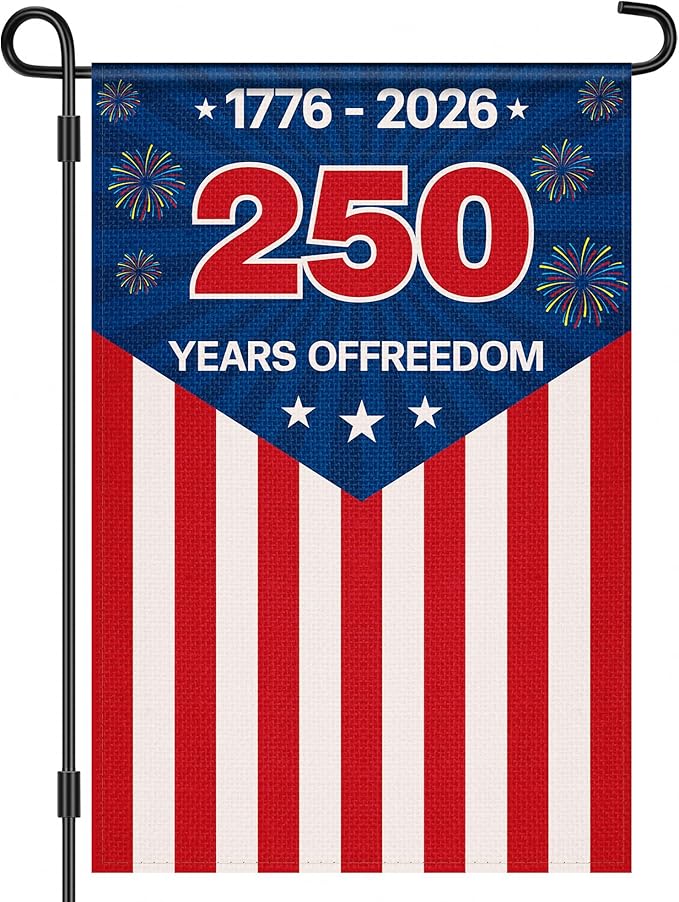 HOOSUN 12x18 Inch 250 Anniversary Usa Flag,250 Year American Anniversary Flag,Double-Sided 250th Usa Garden Flag,1776-2026 Commemorative Flag Patriotic 4th of July Decorations for Outdoor Yard Lawn