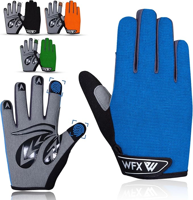 WFX Cycling Gloves Toddler Mountain Bike Handlebar Grips Gel Padding Full Finger Baseball Glove Workout Football Gloves Youth Boys 6-12 Kids Gardening Gloves MTB Gloves
