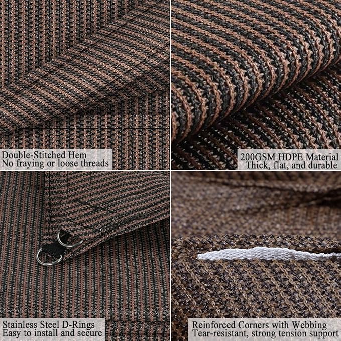 Sun Shade Cloth 10x20 FT, UV Block Outdoor Patio Shade Cover, Permeable and Tear Fade Resistant Rectangle Sunshade Fabric for Backyard, Porch, Pergola, Yard, Deck, Garden, Mocha