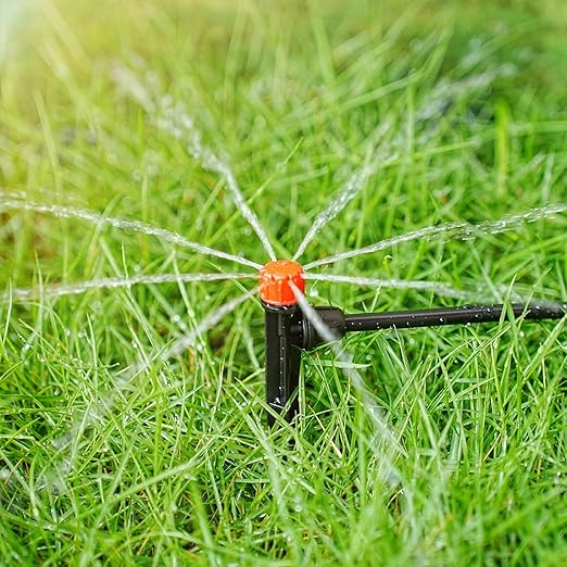 50pcs Drip Emitters with Stake for 1/4" Irrigation Tubing, Adjustable 360 Degree Water Flow Irrigation Vortex Sprayers & Stream Emitters On 5" Stake Garden Irrigation Dripper System