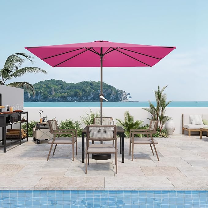 AreShark 8' x 10' Rectangle Patio Umbrellas for Outdoor, Outdoor Table Umbrella, Large Outdoor Patio Umbrellas with 8 Sturdy Ribs for Pool, Garden, Market (Blush)