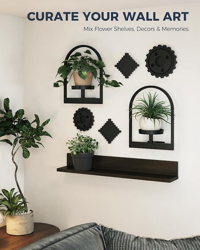 Bamworld Wall Plant Holder Plant Stand Indoor Wall Planters Round | Wall Planters for Indoor Plants Window Plant Shelves Plant Holder Wall Decor, Room Decor 2 Pack (Patent Design)