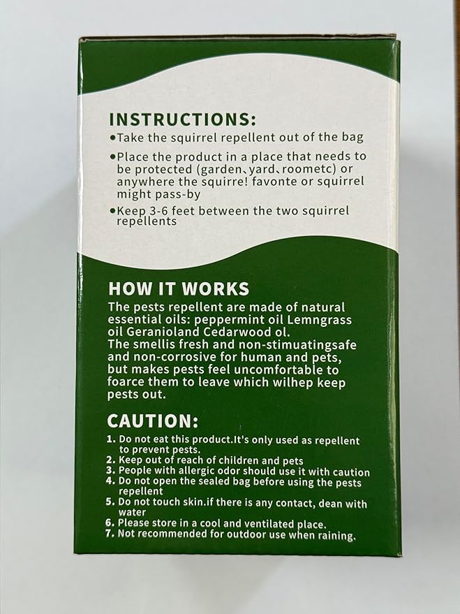 24 Pcs Squirrel & Rodent Repellent for Outdoor Cars Garden Garage, Keep Squirrel, Chipmunk, Raccoon, Skunk, Mouse Out from Plants Bird Feeder