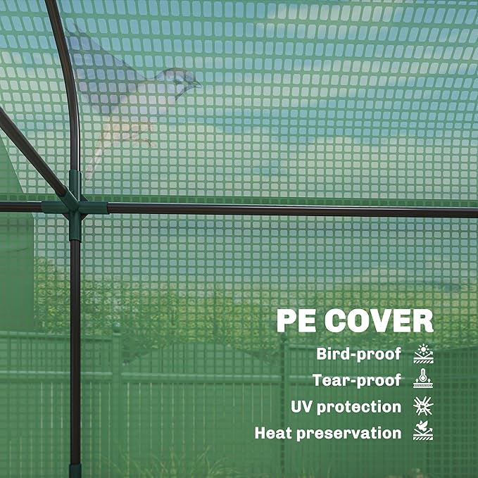 Outsunny 3 Tier Mini Greenhouse, 56.3" x 18.1" x 65" Small Portable Greenhouse with 2 Roll-up Doors, Garden Plant Growhouse with PE Cover for Indoor Outdoor, Green