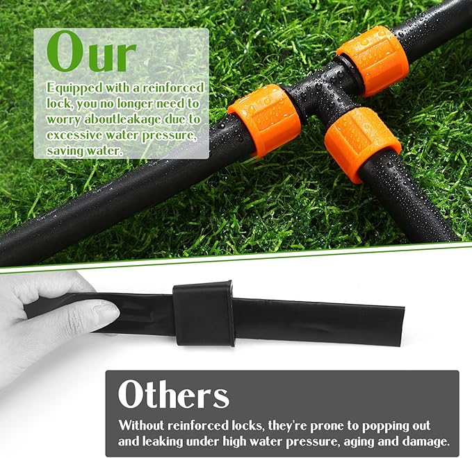 Tujoe 50 Pcs Drip Irrigation Tee Fittings 5/8 Inch Universal Tee Connector Drip Tubing Fittings Barbed Compatible with Most 16-17 mm Garden Hose Tubing Sprinkler Systems