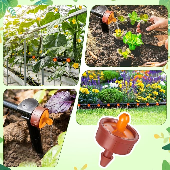 200Pcs 3 GPH Pressure Compensating Irrigation Drippers, Watering Spot GPH Dripper Drip Emitters Heads Constant Flow Outlet Heads for 1/4 Inch Irrigation Tubing for Garden Irrigation System