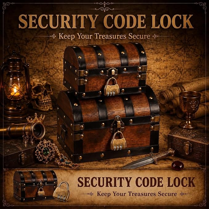 Vicenpal 2 Wooden Tree Keepsake Boxes with Lock, Handmade Decorative Treasure Chest Box, Gift Ideas for Men Women (8 x 6 x 6 & 6.5 x 4.5 x 4.5 Inches,Iron Rivets,Brown)
