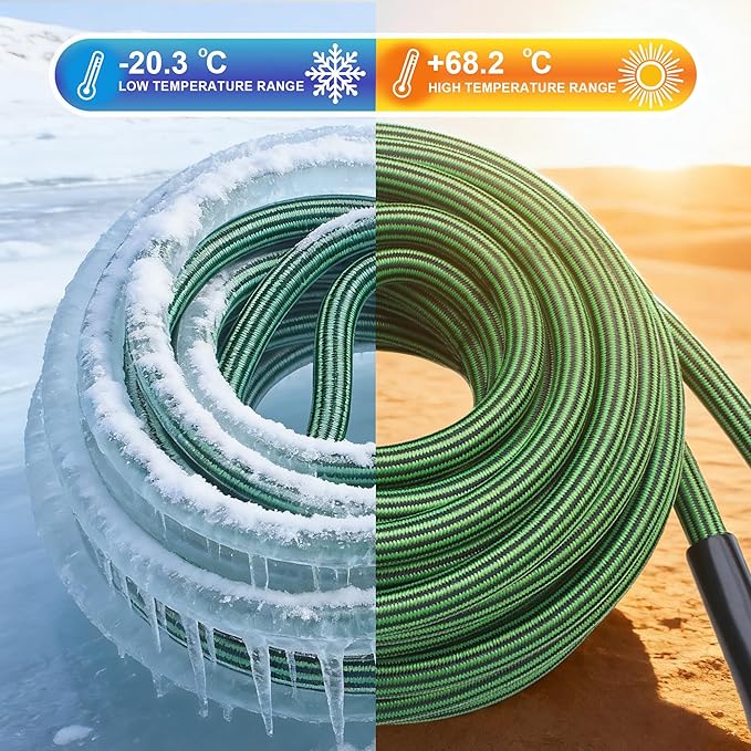 Garden Hose 75 FT-Triple-layer pipe, Heavy Duty Water Hose with solid Aluminum Fittings, Ultra-Lightweight and Flexible, Abrasion-Resistant, Rust-Resistant,Watering and Cleaning for Outdoor