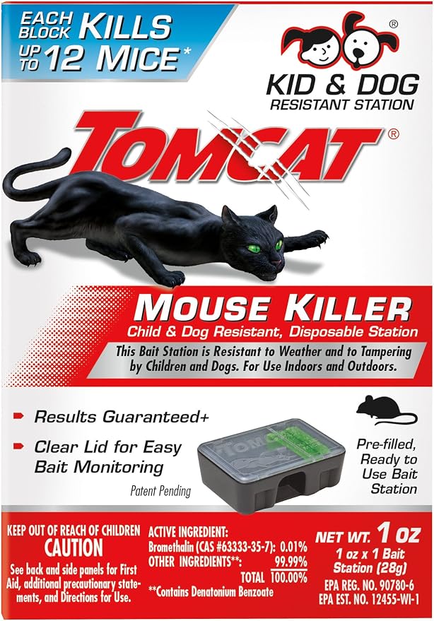Tomcat Mouse Bait Stations, 6 Packages Each with 2 Pre-Filled Stations | Tomcat Mouse Killer, Child & Dog Resistant, Disposable Station - Indoor and Outdoor Bait Station with Clear Monitoring Lid