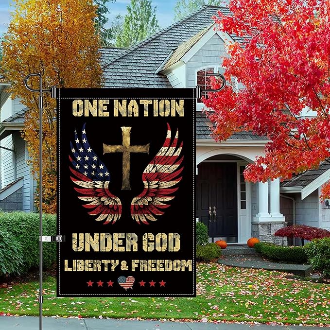 12X18INCH 250th Anniversary USA 1776-2026,Eagle Cross Design One Nation Under God Garden Flag Patriotic Signs Hanging Decor Outdoor Yard Decor (Z)
