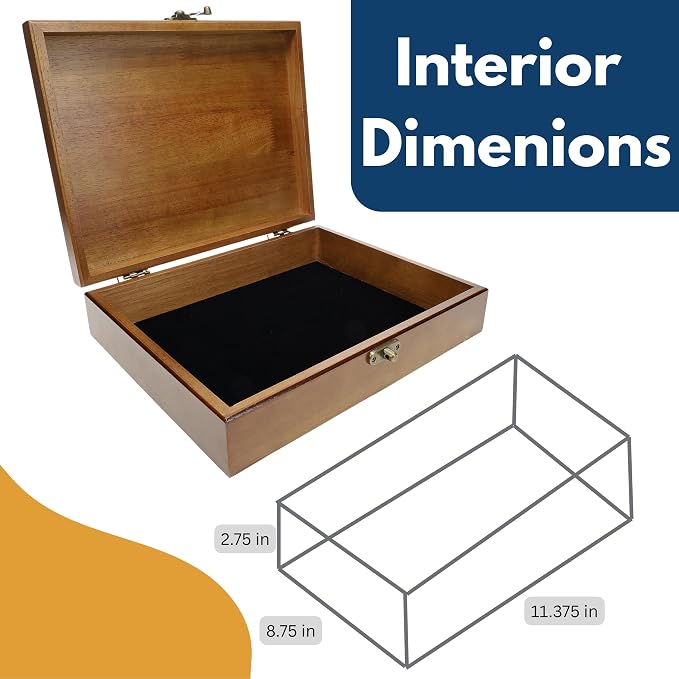 WE Games Old World Wooden Box with Brass Latch – Vintage-Style Wooden Keepsake Box for Jewelry & Trinket Storage, Walnut Finish