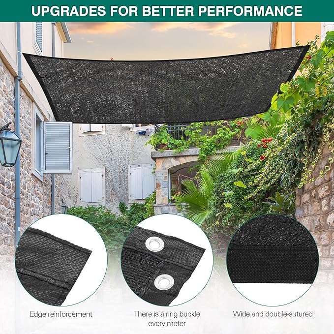 3 Pcs 80% Shade Cloth 10 x 20 ft Black Shade Cloth Mesh Garden Mesh Shade Canopy with Reinforced Grommets Sun Mesh Tarp Shade Net for Greenhouse, Plant, Garden, Flowers Heat Protection