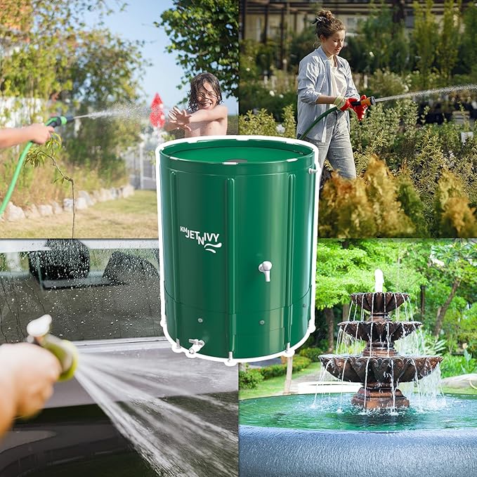 Rain Barrel Anti-Collapse Collapsible Rainwater Collection System,Portable Water Storage Tank,Garden Water Catcher (132G)