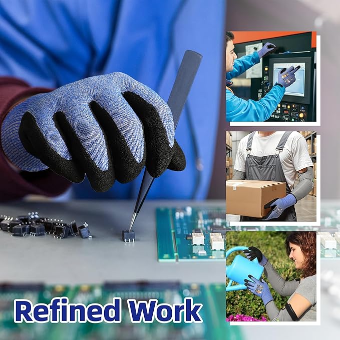 Schwer 6 Pairs ANSI A4 Cut Resistant Work Gloves with Extreme Lightweight & Thin, Sandy Nitrile Touchscreen Safety Working Gloves with Grip, 3D-Comfort Fit, Flexible and Breathable, XL, AR3900